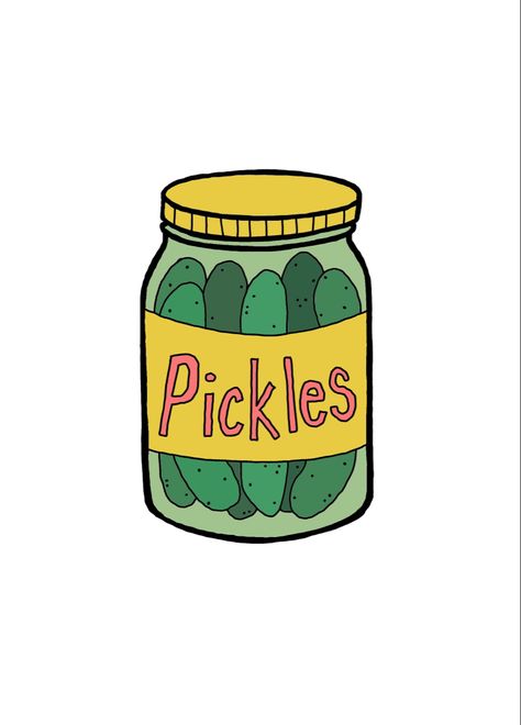 Jar Drawing, Logo Design Graphics, Background Love, Sticker Wallpaper, Pickle Jar, Dill Pickles, Food Logo Design, Design Stickers, Food Business