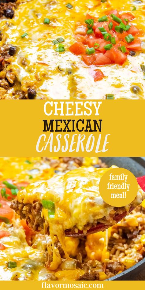 Ground Beef Skillet Dinner, Casserole Dish Recipes, Cheesy Mexican Rice, Ground Beef Skillet, Beef And Rice Casserole, Beef Skillet, Healthy Mexican Recipes, Mexican Side Dishes, Mexican Beef