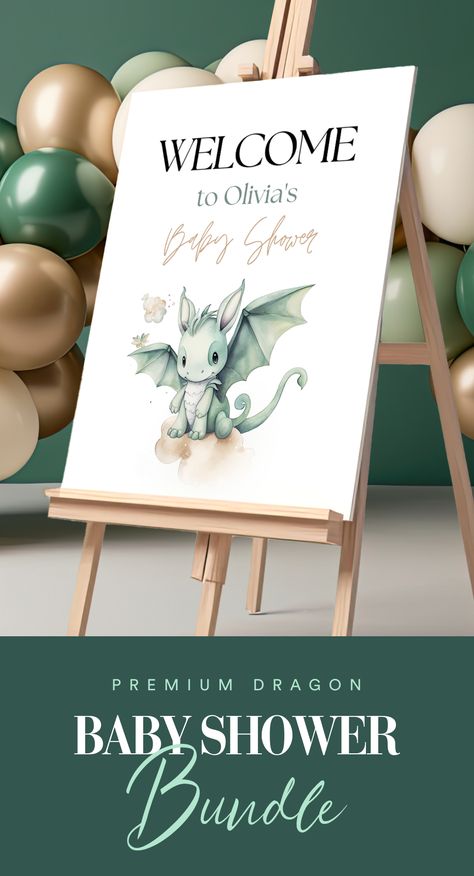 baby dragon baby shower invite bundle Dragon Baby Shower Invitations, Dragon Baby Shower, Babby Shower, Dragon Nursery, Neutral Shower, Luau Baby Showers, Dragon Birthday, Dragon Party, Baby Shower Invitaciones