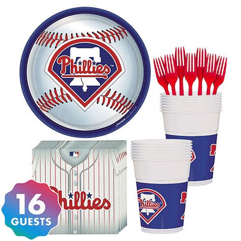 MLB Philadelphia Phillies Party Supplies | Party City Phillies Themed Birthday Party, Phillies Birthday Party Ideas, Phillies Birthday Party, Philadelphia Themed Party, Phillies Baseball Party, Phillies Party, Luca Birthday, Baseball First Birthday, 7th Birthday Party Ideas