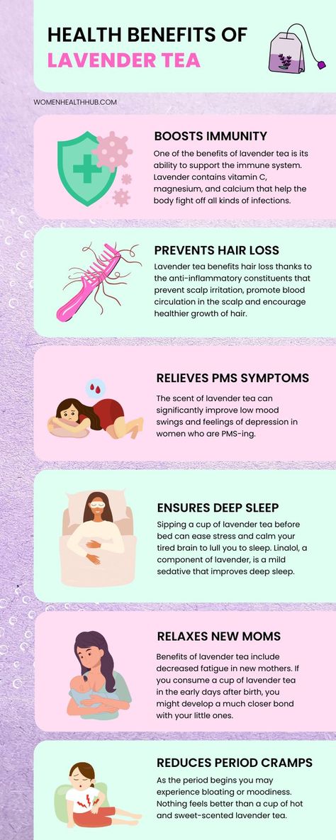 Here are some of the amazing benefits of lavender tea for women's health. Benefits Of Tea, Tea For Women Health, Benefits Of Lavender, Benefits Of Lavender Tea, Lavender Tea Benefits, Lavender Health Benefits, Tea Infographic, Chamomile Tea Benefits, Herbal Tea Benefits