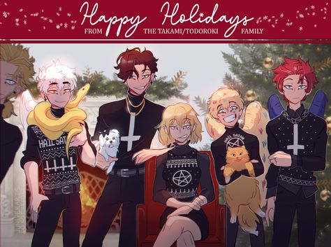 juniperarts🌷 (on hiatus) on Twitter: "Happy holidays from #Hawks and the #emochickens! #bnha ❄… " Todoroki Family, Oc Manga, Ochako Uraraka, My Hero Academia Memes, Buko No Hero Academia, Boku No Hero Academia Funny, My Hero Academia Episodes, Hero Academia Characters, My Hero Academia Manga