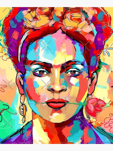 "Frida Kahlo Portrait Paint Pop Art" Mounted Print by ArtMailsonCello | Redbubble Voka Art, Frida Kahlo Artwork, Frida Paintings, Frida Kahlo Portraits, Pop Art Artists, Frida Art, Frida Kahlo Art, Bright Art, Pop Art Painting