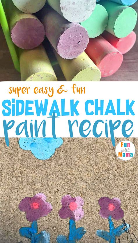 Super Easy & Fun Sidewalk Chalk Paint Recipe. A quick DIY Play Recipe for summer. Sidewalk Chalk Paint Recipe, Diy Sidewalk Chalk Paint, Diy Sidewalk Chalk, Diy Sidewalk, Sidewalk Chalk Paint, Sidewalk Paint, Chalk Paint Recipe, Paint Recipe, Quick Diy