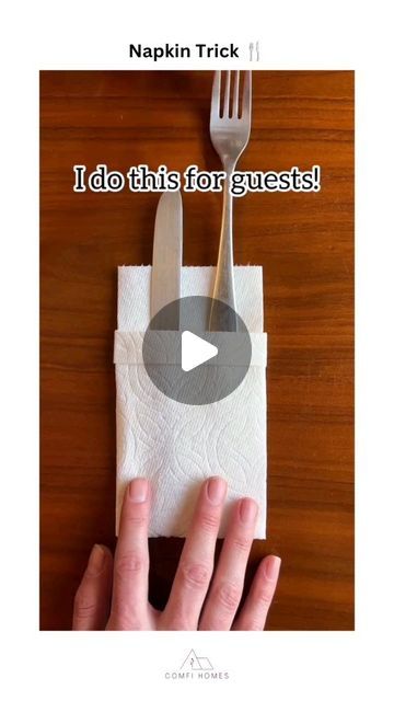 Comfi Home on Instagram: ""Spill No More. Napkin Mastery Achieved!" 🍴💆‍♀️ 📌I hope our video helped you learn something new today ❤️ For more content like this follow us 😊🤝 @comfihomespage DM For Credit or Removals. 🙏 📽️:jeffandlaurenshow #napkins #trick #homedecor #interiordesign #guests #table #crafts #diy #home #interior #design #house #aesthetic #homesweethome #decoration #furniture #lifehacks #interiors #homedecoration #livingroom #interiordecor #idea #gamechanger #lightroom #interiorstyling #homeinspo #walldecor #inspiration #comfihomes" House Hacks Diy, Napkin Ideas, Easy Napkin Folding, Diy Home Interior, Baked Pears, Artsy Ideas, House Hacks, Dining Etiquette, Interior Design House