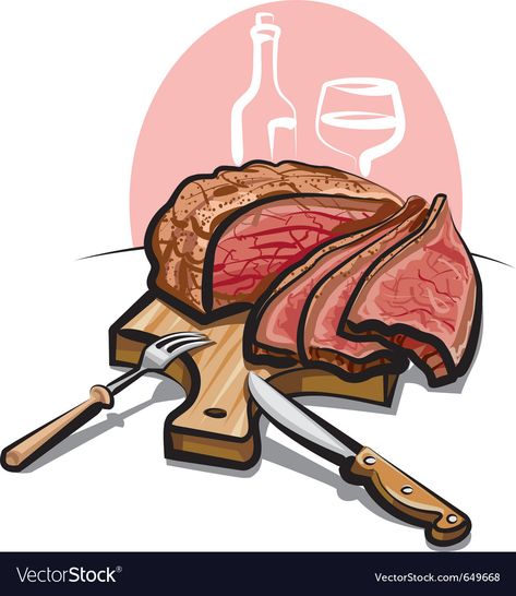 Roast beef Royalty Free Vector Image - VectorStock Vegan Ground Beef, Sally Nightmare Before Christmas, Food Illustration Art, Carne Asada, Beef Steak, Food Drawing, Food Illustration, Roast Beef, Fantastic Art