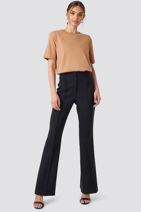 High Neck Shirts, Summer Elegance, Sweater Dress Oversized, Flare Leg Pants, Trousers Pants, Trouser Pants Women, Fashion Design Clothes, Work Attire, Business Outfits