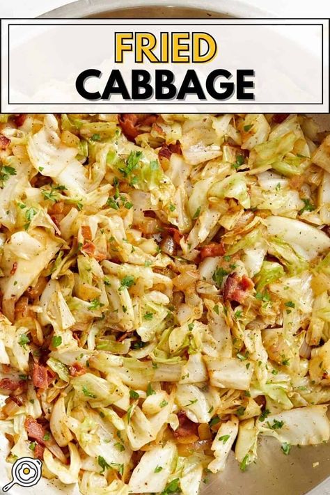 Fried Cabbage Cheap Side Dishes, Fried Cabbage With Bacon, Cabbage With Bacon, Bacon Fried Cabbage, Vegetarian Chicken, Bacon Fries, Cabbage And Bacon, Cooked Cabbage, Fried Cabbage