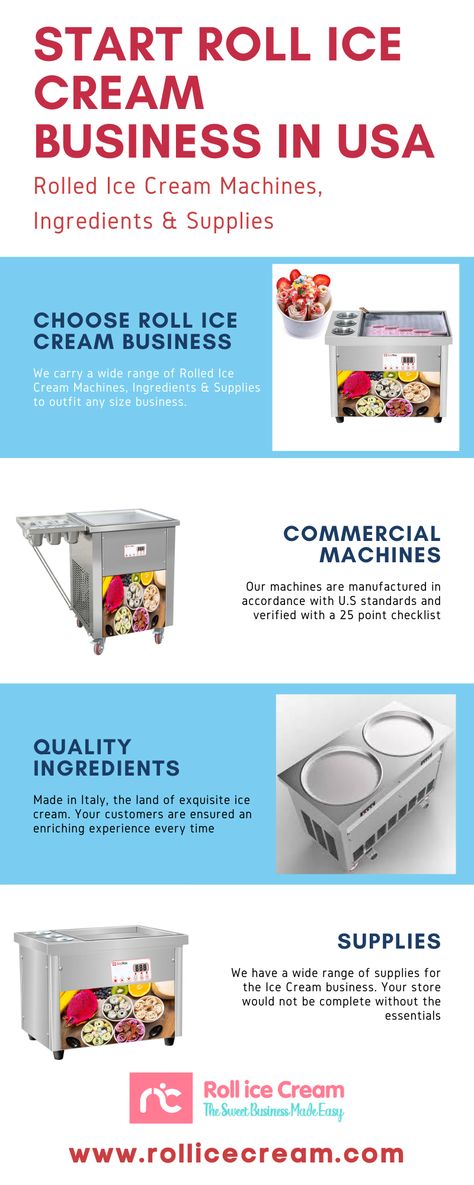 At Roll Ice Cream LLC carries a wide range of Rolled Ice Cream Machines, Ingredients & Supplies to outfit any size business. Roll Ice Cream LLC aims to be an asset in your business development. We ensure each rolled ice cream machine is manufactured with the highest quality and then doubly verified with our 25-point checklist. We offer 24 hours chat and video support along with training, financing and advisory to ensure your business has the advantage. Rolled Ice Cream, Cool Numbers, Cream Roll, Ice Cream Business, Ice Cream Ingredients, Catering Business, Ice Cream Machine, Business Development, Food Truck