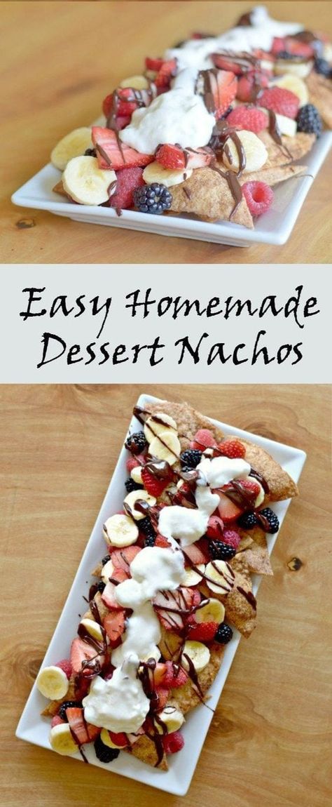 Mexican Chocolate Sauce, Dessert Nachos Recipe, Cinnamon Sugar Tortilla Chips, Nachos Recept, Cinnamon Sugar Tortilla, Cinnamon Sugar Tortillas, Dessert Nachos, Easy Homemade Desserts, Mexican Desserts