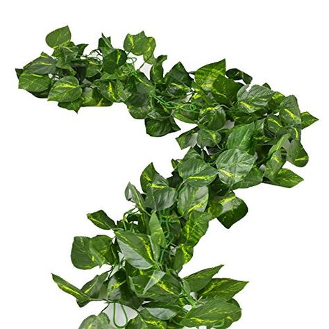 Decorative Fences - RURALITY 16 Ft  2 Artificial Ivy Silk Greenery Fake Hanging Vines Wedding Garland Epipremnum Aureum Pack of 2 -- Read more at the image link. (This is an Amazon affiliate link) Garland Leaves, Watermelon Leaves, Foliage Garland, Plants For Home Decor, Fake Ivy, Vine Plants, Leaves Decoration, Fake Hanging Plants, Vine Decoration