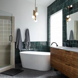 Wayfair | Green Floor Tiles & Wall Tiles You'll Love in 2023 Blue Gray Paint Colors, Boho Eclectic Decor, Blue Gray Paint, Modern Desert, Green Flooring, Grey Paint Colors, Green Tile, Green Bathroom, Style Tile