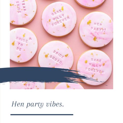 Hens Cookie Ideas, Hen Party Sweets, Hen Do Afternoon Tea, Hen Party Biscuits, Hen Do Biscuits, Pink And White Hen Do, Party Biscuits, Hen Weekend, Hen Do