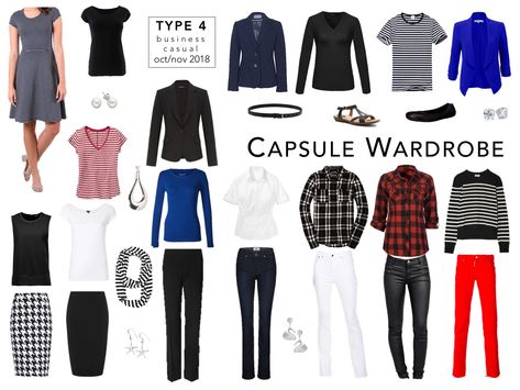 Autumn capsule wardrobe for DYT Type 4 - business casual Dress Your Truth Type 4 Outfits, Bold Capsule Wardrobe, Dressing Your Truth Type 4 Outfits, Type 4 Clothes, Ramon Art, Dyt Type 4, Capsule Wardrobe Examples, Business Capsule, Bright Winter Outfits