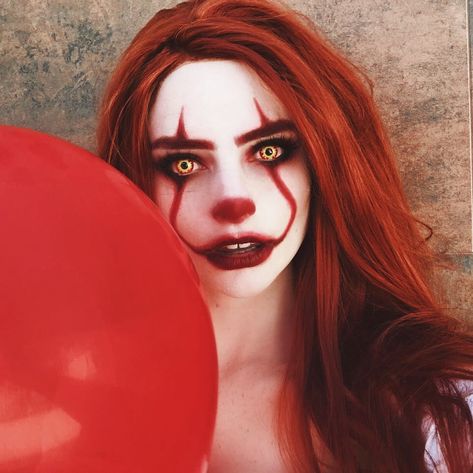 Pennywise make up test 🎈 I had so much fun doing this!! I can’t wait to get this cosplay ready and make many children float!!! 👁:… Pennywise Cosplay, Cosplay Contacts, Cute Couple Halloween Costumes, Wild Fire, Fancy Makeup, Sfx Makeup, Halloween Make Up, Up Halloween, Halloween Party Costumes