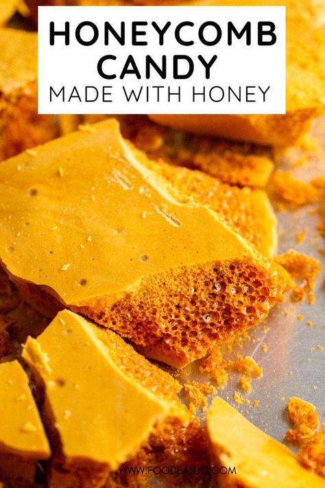 How To Make Honey Candy, How To Make Honeycomb Candy, Diy Honeycomb Candy, Homemade Honeycomb Candy, Honey Sticks Diy, What To Do With Honeycomb, Honeycomb Recipe With Honey, Sponge Candy Recipe Homemade, Honey Comb Recipe Homemade