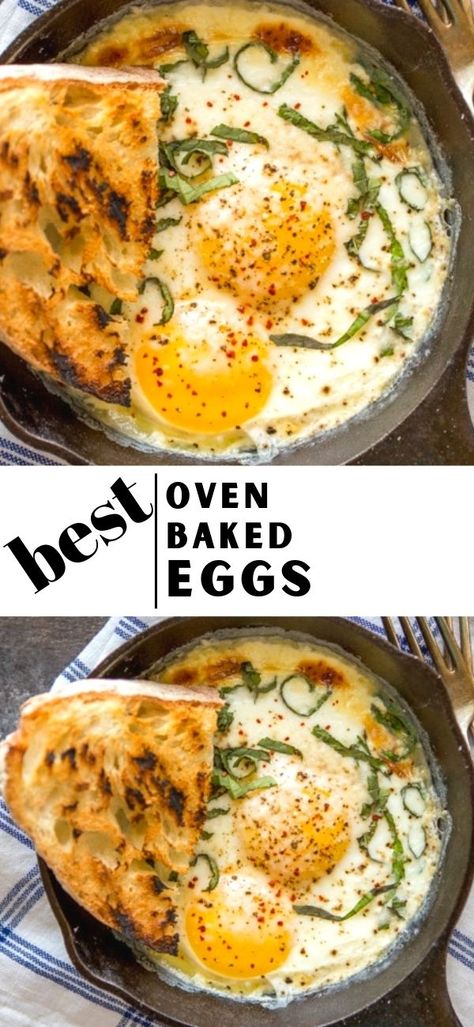 Brunch Egg Dishes, Oven Baked Eggs, French Eggs, Baked Eggs Recipe, Over Easy Eggs, Whole 30 Breakfast, Weekend Breakfast, Supper Recipes, Egg Dish