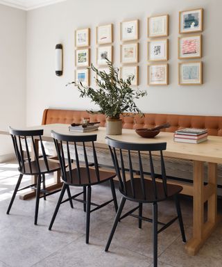 Dining room ideas – 51 ways with decor and furniture Wood Gallery Wall, Turner Pocock, Ladbroke Grove, London Townhouse, Banquette Seating, Up House, Dining Room Small, Dining Room Bench, Kitchen Diner