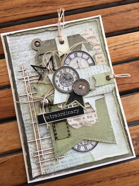 HAPPY MADE: Vintage Moments Masculine Cards Handmade, Steampunk Cards, For Birthday Card, Clock Card, Men Inspiration, Cool Birthday Cards, Birthday Cards For Boyfriend, Masculine Birthday Cards, Birthday Cards For Boys