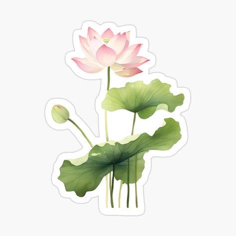 Pink Lotus Flower in Sticker and more. Check out in our store. Lotus Flower Sticker, Lotus Sticker, Pink Lotus Flower, Water Fairy, Fairy Stickers, Lotus Design, Blue Lotus, Pink Lotus, Aesthetic Stickers