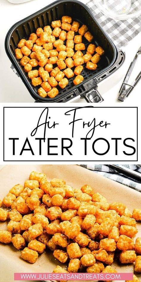 Crispy Air Fryer Tater Tots seasoned with salt are a quick and easy side dish. Make your favorite tater tots in the Air Fryer for the BEST crispy tots. Way healthier than deep frying, crispier result than baking makes these a must try! Air Fryer Recipes Videos, Frozen Tater Tots, Air Fried Food, Air Fryer Oven Recipes, Airfryer Recipes, Easy Side Dish, Air Fryer Dinner Recipes, Deep Frying, Tater Tots