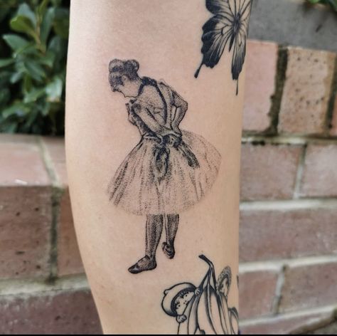 Edgar Degas Tattoo, Degas Dancer Tattoo, Degas Ballerina Tattoo, Degas Tattoos, Angelina Ballerina Tattoo, Tutu Tattoo, Ballet Shoes Tattoo, Ballet Tattoo, Tattoo Doodles