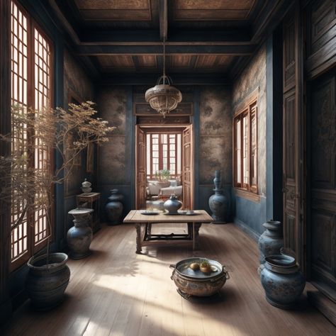 A traditional Chinese house interior Traditional Chinese House Interior, Chinese House Interior, Traditional Chinese House, Chinese House, Asian Design, Traditional Chinese, House Interior, Dream House, Design