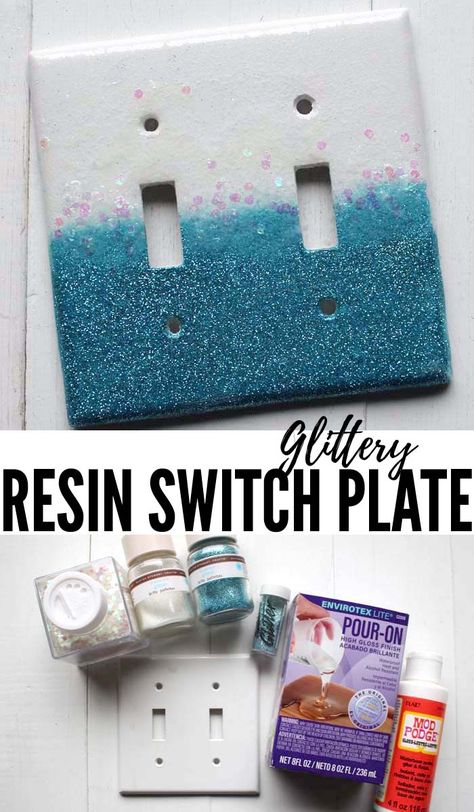 Resin Switch Plate Covers, Epoxy Light Switch Cover, Resin Light Switch Plate, Glitter Light Switches, Resin Inspiration, Resin Crafting, Resin Creations, Fun Projects For Kids, Epoxy Art