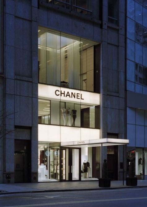 Chanel store, 57th Street Stores In New York, Retail Facade, Chanel Store, Street New York, Places To Shop, New York Aesthetic, Building Facade, Facade Design, Retail Shop