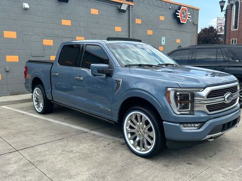 New and improved 🥶 2023 Ford F150 limited equipped with Blue Stripes. #BlueStripes #VogueTyre #Vogues Blue Ford Truck, 2023 Ford F150, F150 Limited, Ford Trucks F150, Blue Truck, Ford Truck, New And Improved, Love Car, Ford Trucks