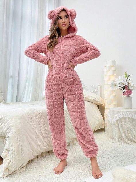 Winter Pjs, Lounge Jumpsuit, Jumpsuit Fall, Winter Jumpsuit, Ear Design, Onesie Pajamas, Night Suit, Sleepwear & Loungewear, Look Casual