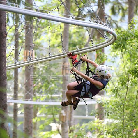 Jungle Zipline is relatively common in unpowered amusement equipment. It is built with the theme of green and health，which is a low-carbon and primitive outdoor exploration project. Players hang on the track through zipline, and use the height difference of the starting point and everyone’s own weight to slide down rapidly, so it is an outdoor sport that integrates adventure, sports, entertainment and challenges. #junglezipline #unpoweredride #carnivalride #equipment #parkride Playground With Zipline, Diy Zipline, Kids Zipline, Winter Hotel, Adult Playground, Wilderness Retreat, Zipline Adventure, Dream Horse Barns, Kiddie Rides