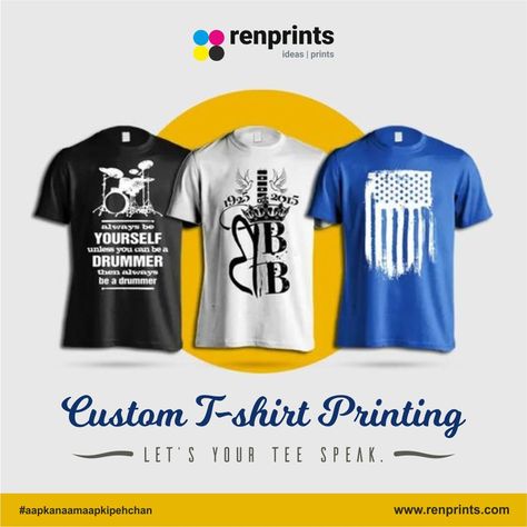 Let your T-shirt speak with your custom Ideas. Renprints is for all your custom t-shirt printing needs. Whether you're a business, a group, or an individual with a unique vision. Get your customised printed T-shirt today. 🌈 Tshirts available for all age groups 🎉 ☎️ +91- 8059721151 🌐 www.renprints.com #tshirtprinting #tshirtdesign #tshirt #tshirts #tshirtshop #tshirtstore #fashion #tshirtstyle #tshirtlovers #tshirtdesigns #customprinting #printing #customtshirts #graphicdesign #digitalprinting... Custom T Shirt Printing, Custom Ideas, Shirt Printing, T Shirt Printing, A Group, A Business, Custom Tshirts, Tshirt Print, Print T Shirt