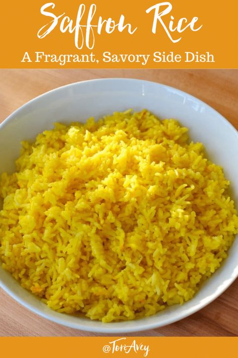 Turmeric Rice Recipe, Thanksgiving Gluten Free, Saffron Rice Recipe, Turmeric Rice, Saffron Recipes, Saffron Spice, Saffron Rice, Gluten Free Thanksgiving, Fluffy Rice