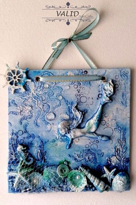 Small canvas board with beach theme is ideal unique gift for all sea lovers. Paint Polymer Clay, Beach Theme Gifts, Decorative Stones, Home Decor For Living Room, Texture Paste, Sea Lover, Iron Orchid Designs, Gift Art, Small Canvas