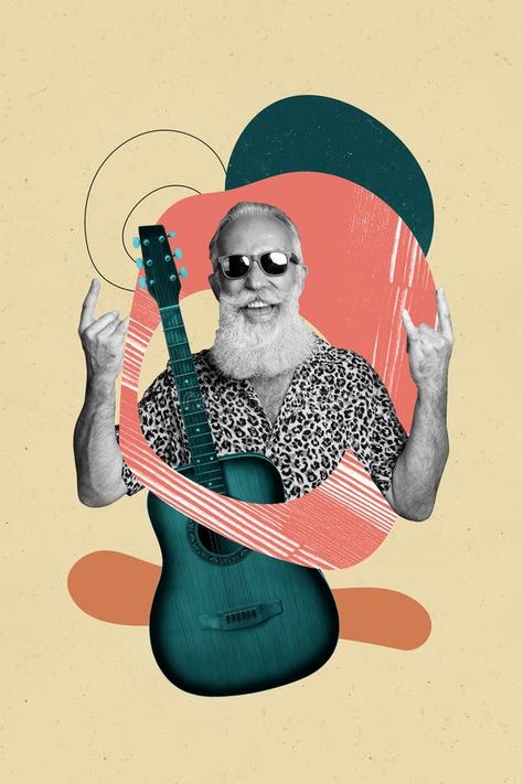 Collage artwork image poster of cheerful happy funky crazy man play guitar rock heavy metal music isolated on creative stock image Artwork Creative, Vector Christmas, Crazy Man, Play Guitar, Creative Background, Collage Artwork, Heavy Metal Music, Artwork Images, Metal Music