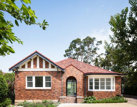 This 1930s Bungalow in Sydney Was Preserved in the Front and Updated in the Back - Photo 1 of 12 - Gable Roof Design, 1930s Bungalow, Sydney House, Brick Cottage, Australian House, Australia House, Studio Build, Bungalow Renovation, Australian Open