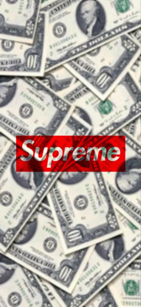 Supreme x Money Wallpaper #supreme #hypebeast #drip #designer #wallpaper #money #cash #dollar #bills #notes #iphone #iphonewallpapers #trendy #cool #pattern Iphone Money Wallpaper, Wallpaper Black And White Aesthetic, Aesthetic Wallpaper Black And White, Wallpaper Iphone Money, Notes Iphone, White Photo Wall, Wallpaper Money, Supreme Wallpapers, Supreme Hypebeast