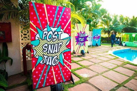 Thevar Photo, Goa Carnival, Pop Art Party, Ideas For Weddings, Pop Art Decor, Wedding Ceremony Decor, Luxury Wedding Decor, Neon Decor, Indian Wedding Planning