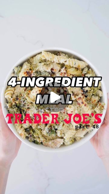 Mia Syn, MS, RDN on Instagram: "Here’s a 4-ingredient meal you can make from Trader Joe’s part 48 ✨ - creamy chicken and broccoli pasta 🧀🥦🍗

You’ll need:
1 bag of frozen broccoli
1 lb. boneless skinless chicken breasts 
1 garlic & herb Boursin cheese 
1 box of short pasta

What to do:
1️⃣Preheat the oven to 450 F.
2️⃣ Place the cheese, chicken and broccoli in a baking dish. Season with salt and pepper and bake for 15 min or until the chicken reaches an internal temperate of 165 F.
3️⃣Meanwhile, cook the pasta according to package instructions. 
4️⃣Remove the baking dish from the oven, cut up the chicken and stir in the cooked pasta.
 This makes 4 servings. This creamy chicken and broccoli pasta is an easy weeknight dinner balanced with ✔️protein, ✔️veggies and ✔️energizing carbohydrates Fried Rice Bowl, Veggie Fried Rice, Slow Roasted Tomatoes, Chicken Parmesan Pasta, 4 Ingredient Recipes, Trader Joes Recipes, Salad Kits, 3 Ingredient Recipes, Broccoli Pasta