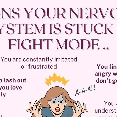 Carly Johnston | Nervous System Support | BSc + Future MD 🩺 on Instagram: "Are you stuck in fight mode? 

We’ve all heard of being stuck in fight or flight…but what the heck does that really mean? 

When our nervous system is exposed to chronic stressors we can begin to experience many different symptoms and signs of stress. 

In fight mode - we become more angry and confrontational. 

We struggle to see happiness and joy 

We are quick to become frustrated and have little patience 

For me these are warning signs that I need to engage in activities that SUPPORT me rather than deplete me more and more 

In these moments, try to slow down and pause before simply reacting. That pause allows us to break free from the automatic pattern we have created. 

THEN we can focus in on ourselves and Nervous Break Down Symptoms, Mental Health Support, What The Heck, Break Free, Warning Signs, Mental Health Awareness, Nervous System, Slow Down, Flight