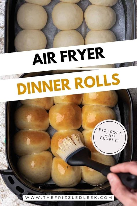 Homemade Air Fryer Dinner rolls are so easy to make and cook in half the time of an oven! These soft and fluffy pieces of bread are perfect for any occasion, but I especially love them on Christmas, Thanksgiving, and Easter Brunches. Use the leftover dinner rolls for sandwiches the next day. What not to love! Air Fryer Dinner Rolls, Leftover Dinner Rolls, Rolls For Sandwiches, Best Christmas Dinner Recipes, Air Fryer Dinner, Rolls From Scratch, Basic Bread Recipe, Sweet Dinner Rolls, Frozen Dinner Rolls