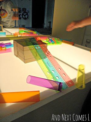 Light Box Activities, Building Engineering, Table Activities, Basic Physics, Transportation Preschool, Light Boxes, Force And Motion, Paper Lampshade, Sensory Table