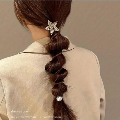 Elevate your morning hairstyle ! with 4pcs Set Sparkling Rhinestone Star Hair Ties - Durable, High Elasticity Ponytail Holders for Women & Girls Heart Pendant Telephone Cord Scrunchies Rope Rubber Bands Holder Spiral Braided Wire SHOP NOW LINK IN BIO🖇️ #starhairties #ponytailhairstyles #ponytailhderforgirls #ponytailholderforwomen #hairaccesories #amazon #amazonfinds Braided Ponytail Rhinestones, Chain Ponytail, Hairstyles With Spiral Hair Ties, Hair Spirals Accessories, Spiral Hair Ties, Spiral Braid, Star Hair, Ponytail Holders, Ponytail Hairstyles