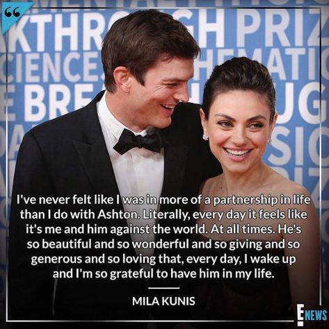 Mila Kunis' Love Story With Ashton Kutcher Just Got Sweeter Thanks to Her Latest Confession. E!News, E! News, Entertainment News, Celebs, Celeb, Celebrities, Celebrity quotes, celeb quotes, Celeb news, celebrity news Patriarchy Quotes, Mila Kunis And Ashton Kutcher, Celeb Quotes, Celebrity Quotes, Ashton Kutcher, Good Day Song, Einstein Quotes, Mila Kunis, Demi Moore