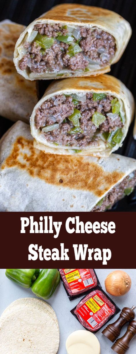 Philly Cheese Steak Wraps, Steak Wraps Recipes, Wraps Recipes Easy, Steak Wraps, Philly Cheese Steak Recipe, Cheesesteak Recipe, Lunch Wraps, Cheese Steak, Philly Cheese