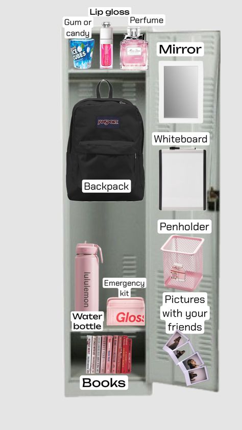 #locker #lockeressentials #shufflefyp #fyp Locker Ideas For Girls 6th Grade, School Organization Highschool, School Locker Organization, Middle School Lockers, High School Prep, High School Lockers, Middle School Essentials, Locker Ideas, School Emergency Kit