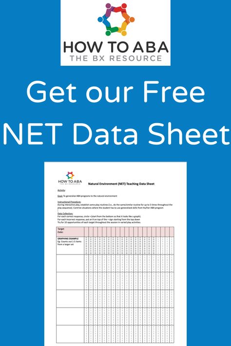 NET Data Sheet | How to ABA | As ABA practitioners, we have many teaching procedures in our toolbox. On this podcast, we are talking about one of those tools, incidental teaching. Need help taking data when doing incidental teaching? Our natural environment data-sheet can be used with incidental teaching as well. Click to download! Aba Strategies, Teaching Procedures, Starting From The Bottom, The Natural World, Interactive Play, Data Collection, Learning Environments, Data Sheets, Natural Environment