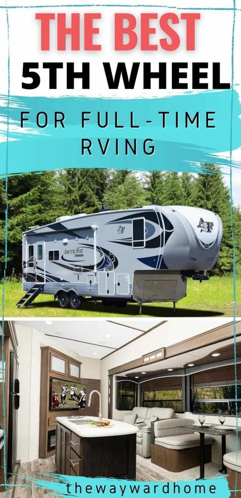 Live In Trailer, Best Fifth Wheel For Full Time Living, Camper For Family Of 5, Living In A Fifth Wheel Full Time, 5th Wheel Camper Ideas, Fifth Wheel Decorating Ideas, 5th Wheel Camping, 5th Wheel Living, 5th Wheel Travel Trailers