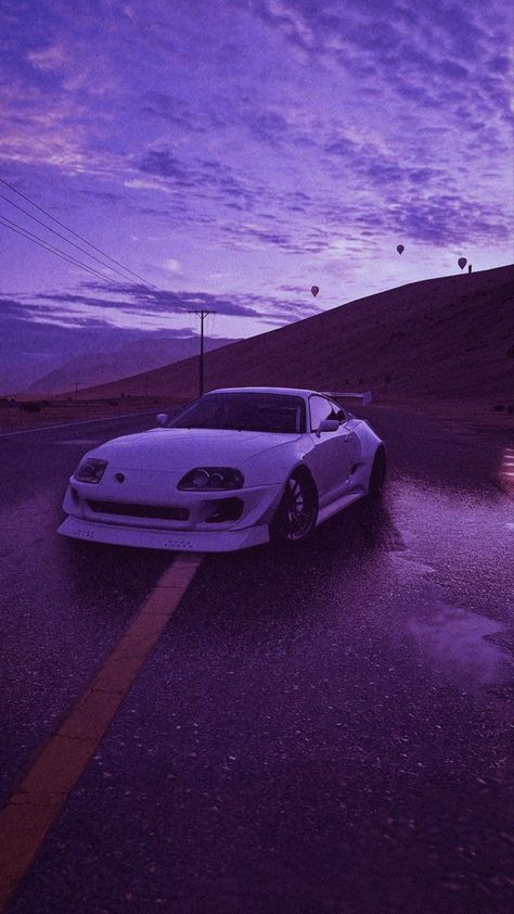 Toyota Supra Aesthetic Wallpaper, Purple Supra, Supra Astetic, Supra Purple Aesthetic, Supra And Skyline Aesthetic, Toyota Supra Mk4, Best Jdm Cars, Night Driving, Good Quotes For Instagram